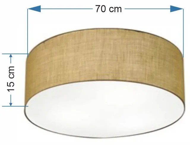 Plafon Cilíndrico Md-3049 Cúpula em Tecido 70x15cm Palha - Bivolt