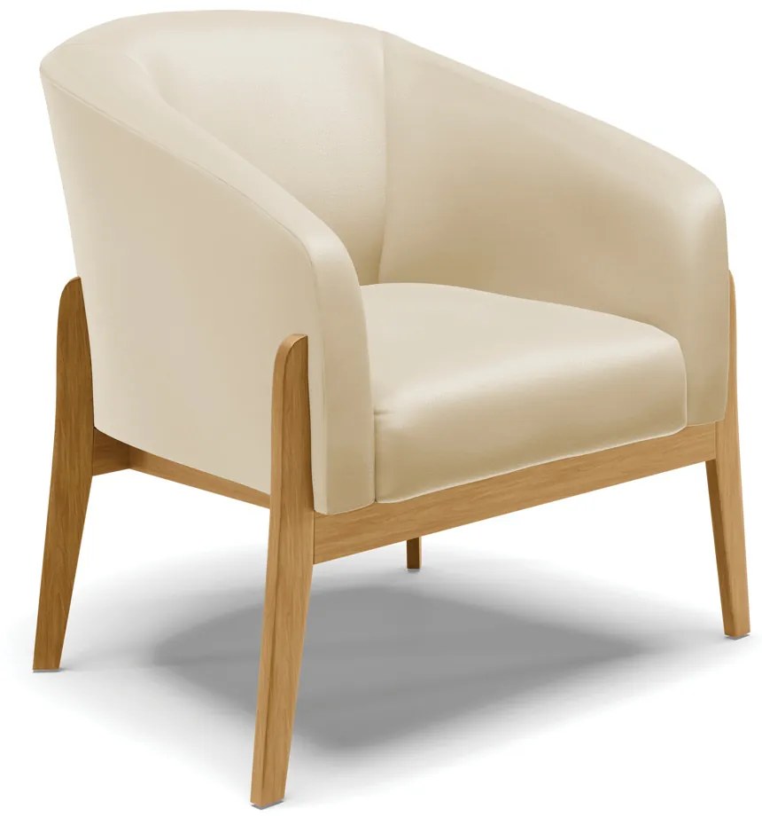 Poltrona Decorativa Base de Madeira Stella Sintético D03 - D'Rossi - Bege