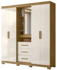 Guarda Roupa Casal 195cm Com Espelho Cieza Freijó/Off Z17    - Mpozena