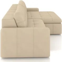 Sofá Retrátil 3 Lugares Para Sala 224cm Elios Couro Bege Z55 - Mpozena