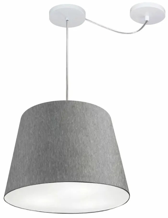 Lustre Pendente Cone Com Desvio Md-4276 Cúpula  30/30x40cm Rustico Cinza - Bivolt