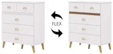 Cômoda Para Quarto 91cm 5 Gavetas Ibiza Flex Branco/Camarim - Vila Ric