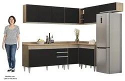 Armário de Cozinha Modulado de Canto 7 Peças CP23 Balcão com Tampo Cas