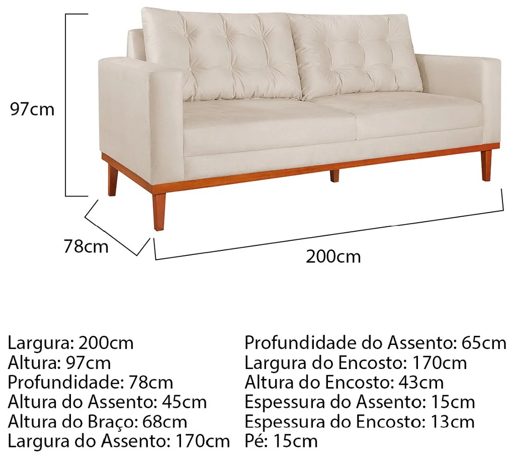 Sofá 2 Lugares Dubai Linho - ADJ Decor