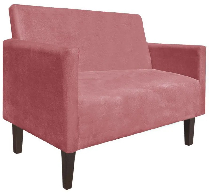 Namoradeira Jade 02 Lugares Suede Rose Pés Chanfrado Tabaco - D'Rossi