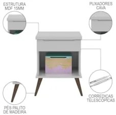 Mesa de Cabeceira Infantil 1 Gaveta Mel Z39 Cinza - Mpozenato