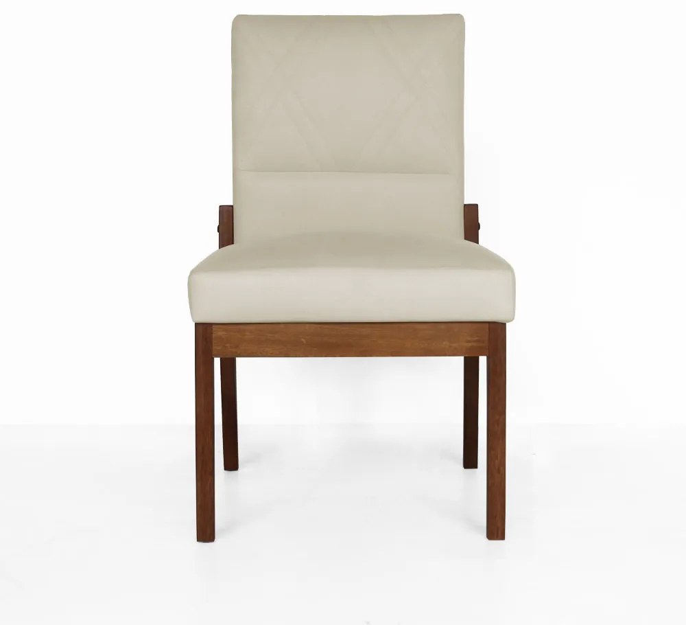 Conjunto 4 Cadeiras De Jantar Aurora Base Madeira Maciça Estofada Suede Bege