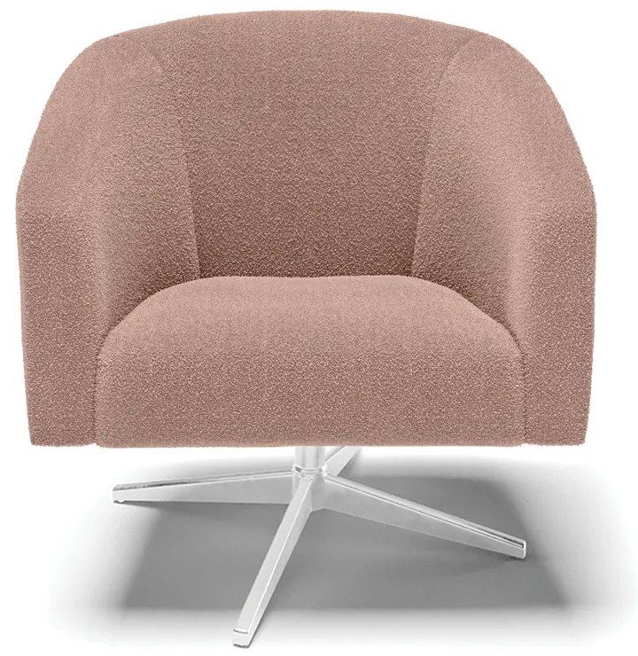 Poltrona Decorativa Giratória Cromada Stella Bouclê D03 - D'Rossi - Rose