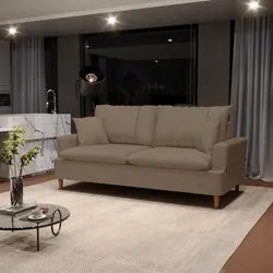 Sofá Living 2 Lugares 160cm com Almofadas Veras D05 Suede Marrom - Mpo