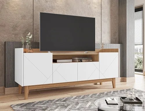 Rack Adria 1.60 Branco/Noce - Casa D Móveis