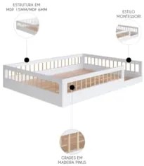 Cama Montessoriana Infantil 140cm Lumiar C06 Branco - Mpozenato