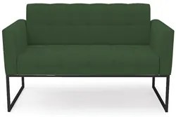 Sofá Namoradeira e 2 Poltronas Base Industrial Preto Ana Veludo Verde
