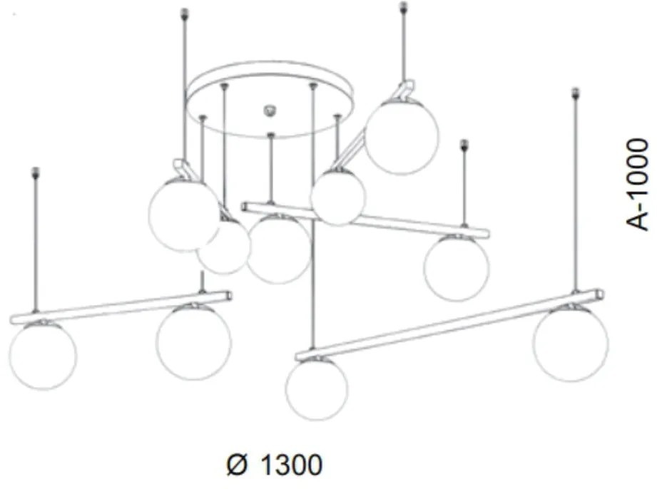 Pendente Irregular Ø130Cm Metal E Globo Ø10Cm 10Xg9|Old Artisan Pd-552... (ROSE FOSCO, FOSCO (BRANCO))