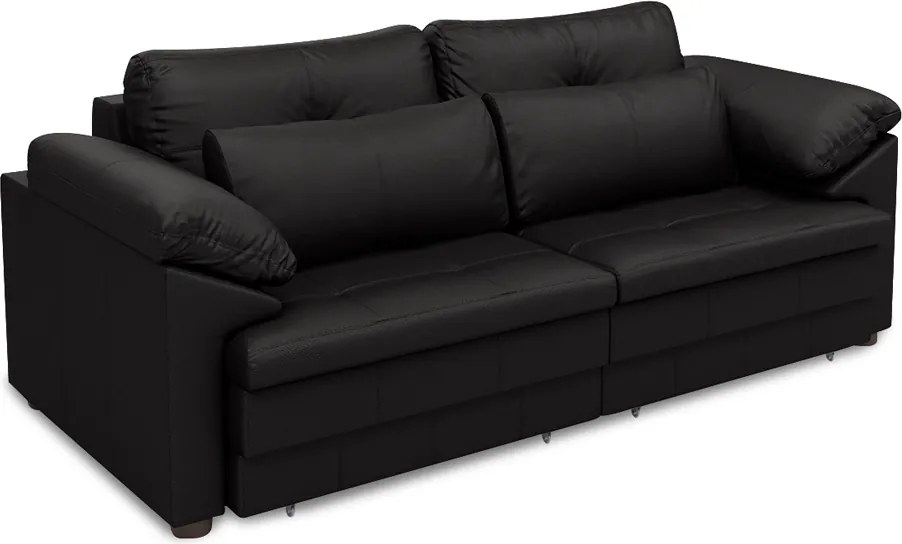 Sofá Retrátil Manual Sala de Estar Nolan Bipartido 175cm Conforto Premium em Couro Preto Brilho G58 - Gran Belo