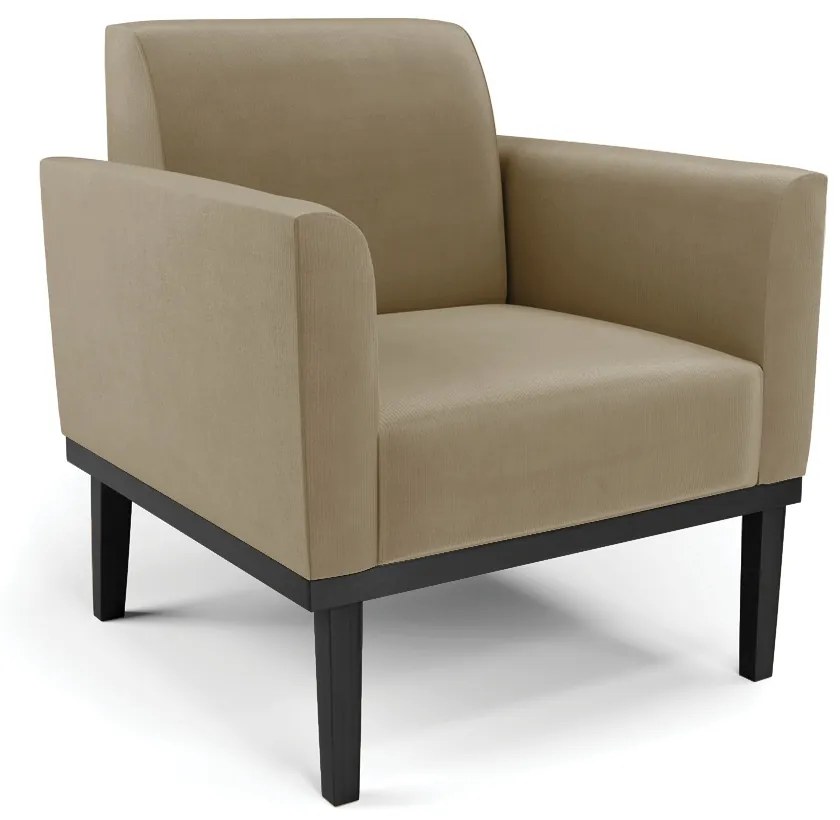Poltrona Decorativa Isabella Pés Fixo em Madeira Preto Suede Nude G19 - Gran Belo