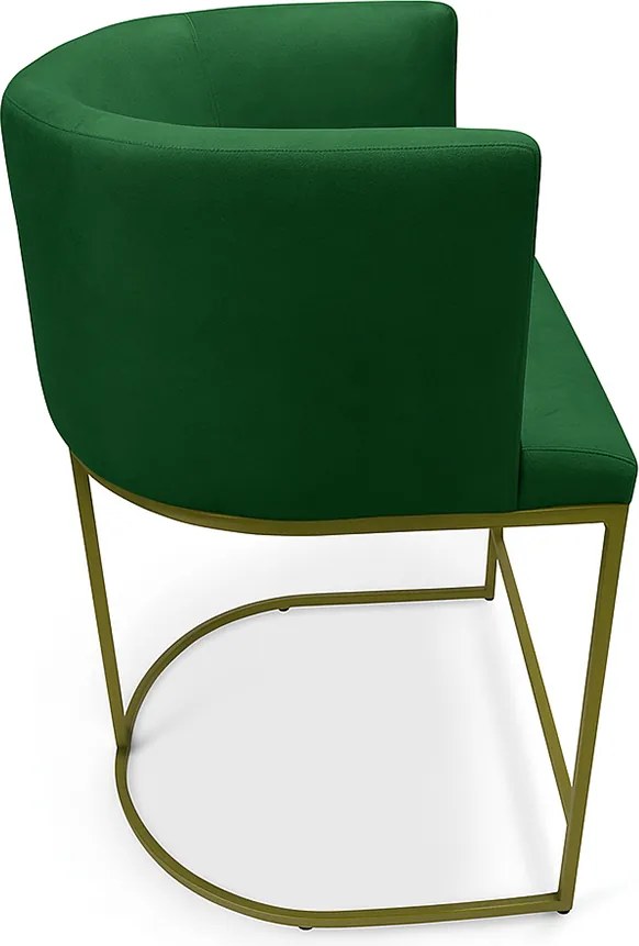Banqueta Paola Suede Verde Base Industrial Dourada - D'Rossi