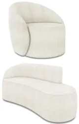 Sofá 3 Lugares 180cm Wendi e Poltrona Steve Boucle Off White I01  - Mp
