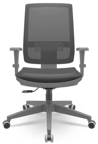 Cadeira Brizza Diretor Grafite Tela Preta Assento Vinil Marrom Base RelaxPlax Piramidal - 66297 Sun House