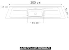 Pia de Cozinha com Cuba e Válvula Bali 200cm Aço Inox - Ghel Plus