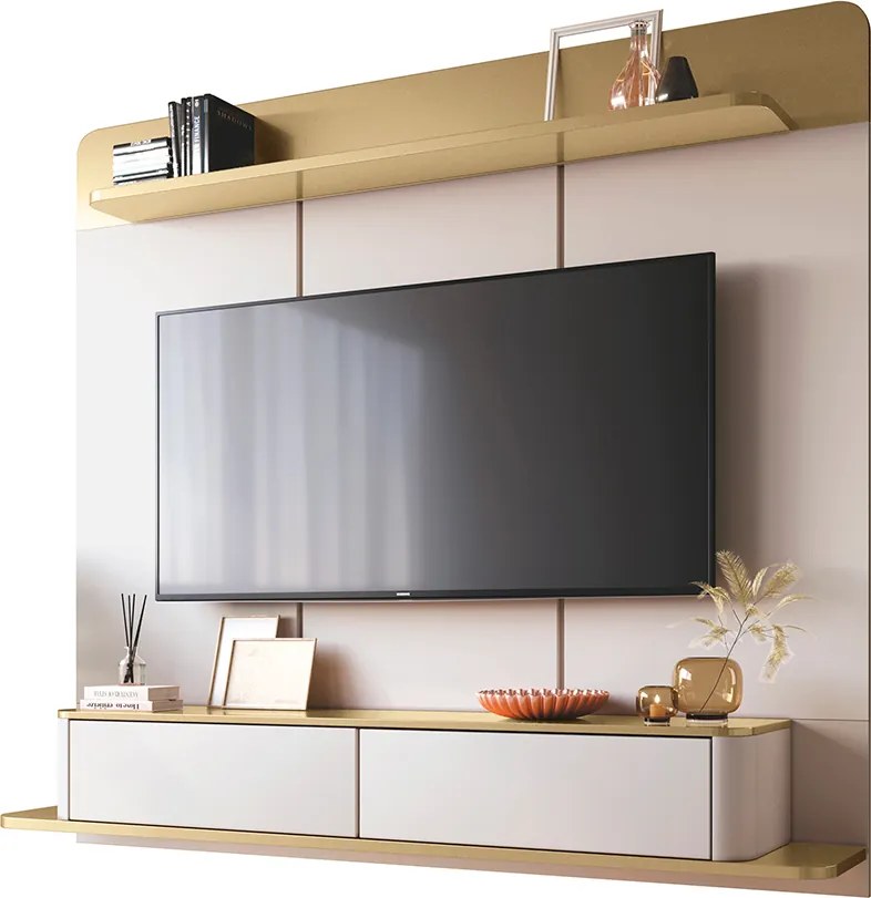 Home Painel Decorativo Suspenso Messier para TV até 70 Polegadas Off White/Champagne G26 - Gran Belo