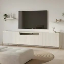 Rack TV 85 Pol 260cm 4 Portas Brise Blen Luna/Dourado I06 - Mpozenato