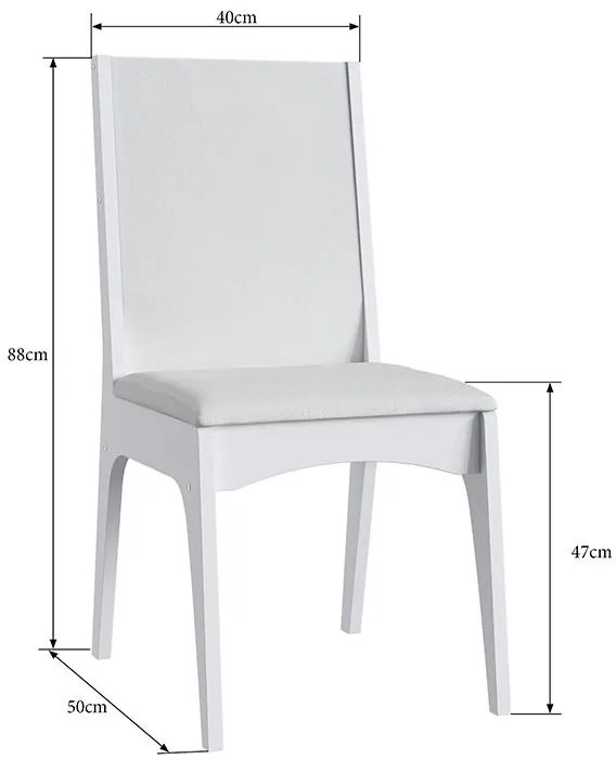 Conjunto 2 Cadeiras Mdf Estofada Envelopada Corino - Branca