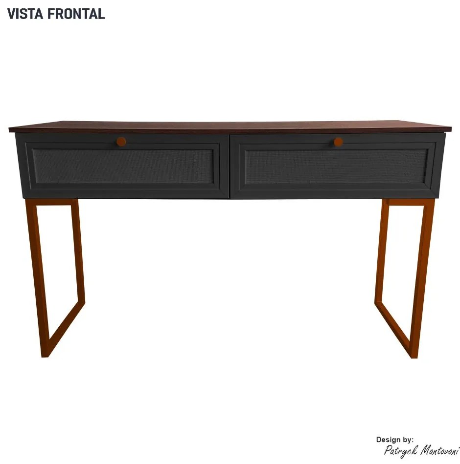 Aparador com Pé de Ferro Iron 136cm Imbuia/Preto/Cobre - Vizzato - Preto