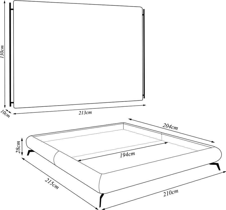 Conjunto Cabeceira e Base para Colchão King Bezos com pés em Alumínio Veludo Cinza G91 - Gran Belo