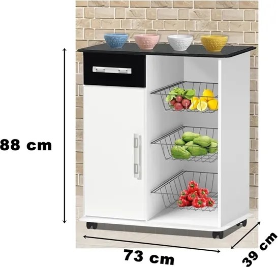 Fruteira Nobre Branco Com Preto Marmorizado – Passe Bem Móveis