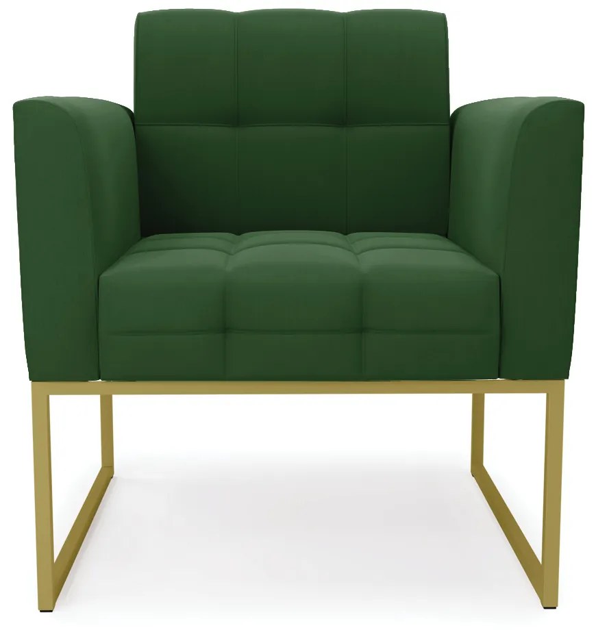 Kit 2 Poltronas Elisa Suede Verde Base Metálica Industrial Dourado D03 - D'Rossi