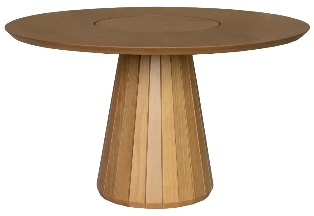 Mesa de Jantar Ripas com Disco Giratório - Carvalho Mel
