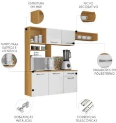 Armário de Cozinha Compacta 180cm Maxyn Cinamomo/Branco A15 - Mpozenat