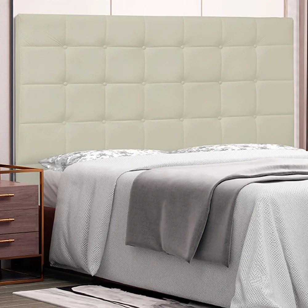 Cabeceira Decorativa Casal 1,40M Tropea PU Marfim G63 - Gran Belo