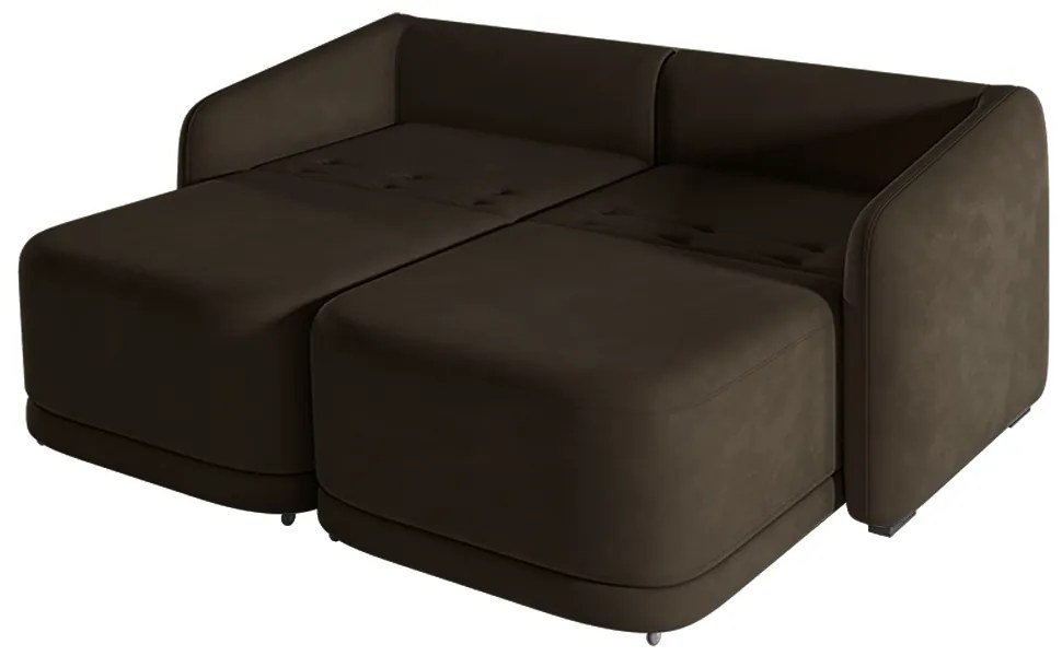 Sofá Cama Modulado Retrátil e Reclinável Decorativo Varsóvia 236cm Veludo Marrom G33 - Gran Belo