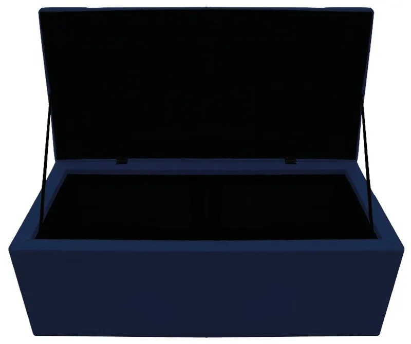 Recamier Baú Estofada Mel 90 cm Solteiro Com Capitonê  Suede Azul Marinho - ADJ Decor
