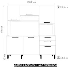 Armário de Cozinha Compacta 180cm Turim Plus Freijó/Soft Z06 - Mpozena