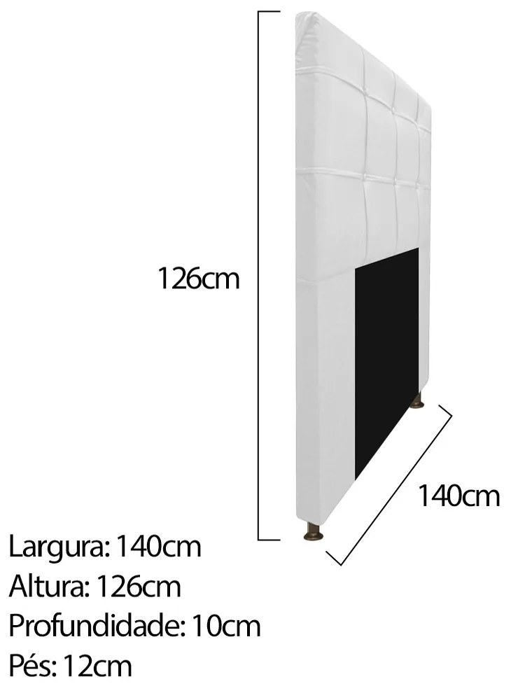 Kit Cabeceira e Calçadeira Baú Estofada Mel 140 cm Casal Com Capitonê Corano Branco - ADJ Decor