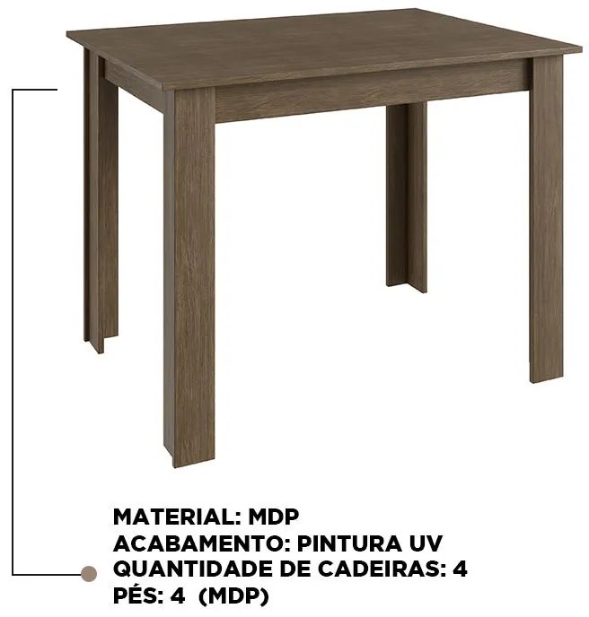 Mesa De Jantar Fixa Multiuso 100x70 Cm Mdp - Ameixa Negra