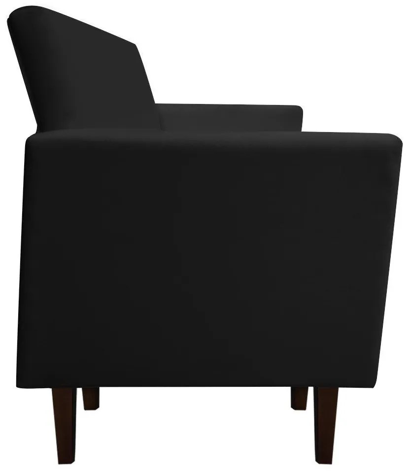 Namoradeira Jade 02 Lugares Corino Preto Pés Chanfrado Tabaco - D'Rossi