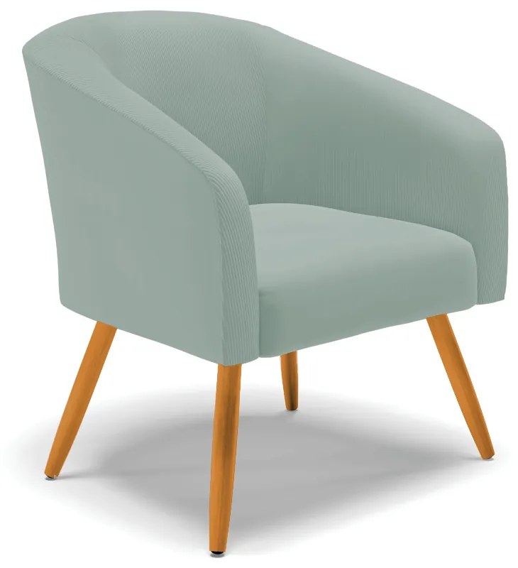 Poltrona Decorativa Pé Palito Castanho Stella Cotelê Int/Veludo D03 - D'Rossi - Menta