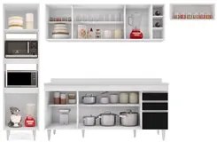 Armário de Cozinha Modulada 5 Peças CP17 Balcão com Tampo Branco/Preto