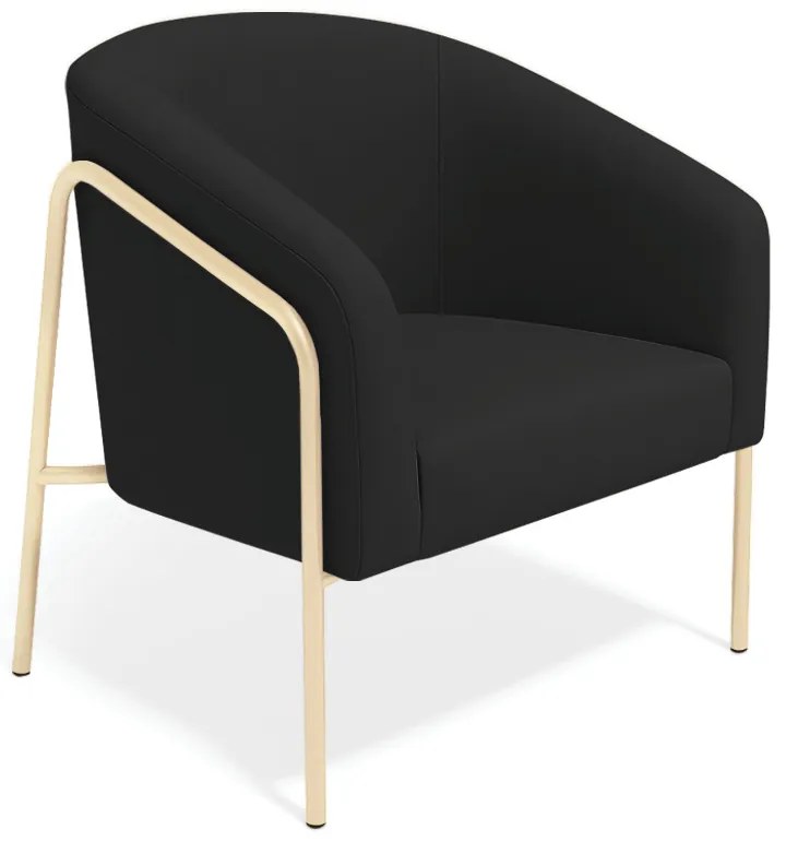 Poltrona Sala Industrial Alta Champanhe Stella Suede D03 - D'Rossi - Preto
