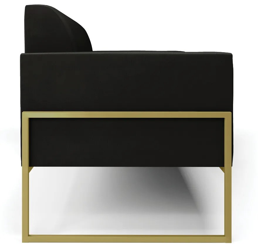 Sofá Namoradeira Base Industrial Alta Dourado Marisa Suede D03 - D'Rossi - Preto