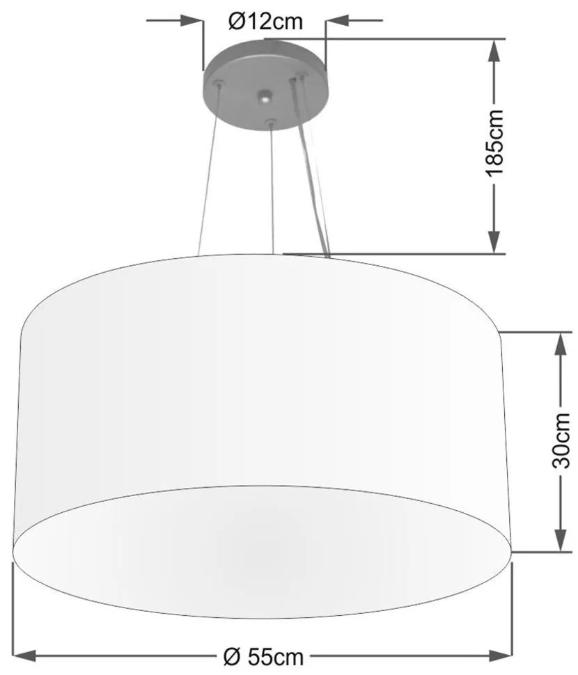 Lustre Pendente Cilíndrico Md-4192 Cúpula em Tecido 55x30cm Rustico Cinza - Bivolt