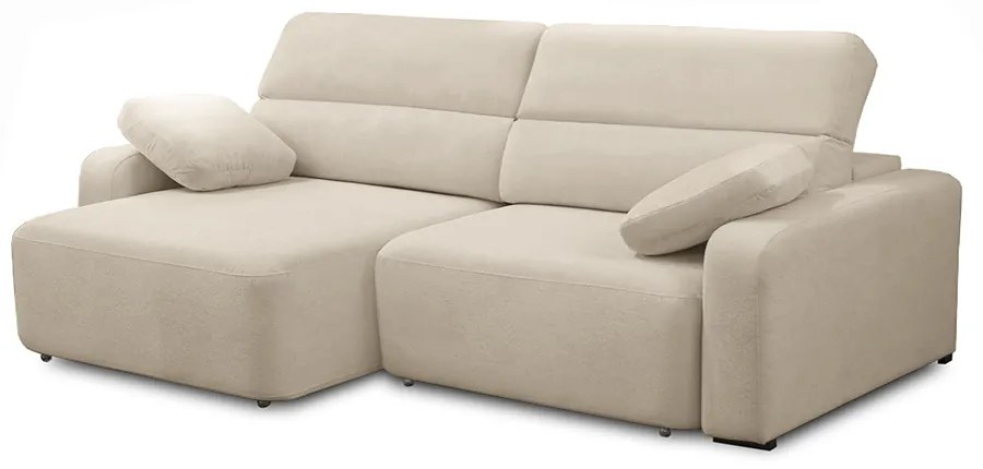 Sofá Decorativo Sala de Estar Ibiza 3 Lugares 220cm Reclinável e Retrátil Bouclê Bege Claro G89 - Gran Belo