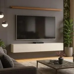 Bancada Suspensa e Prateleira 197cm Slat M20 Cinamomo/Off - Mpozenato