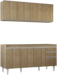 Armário Cozinha e Balcão Para Pia 160cm Arkansas Castanho   - Lumil