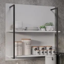 Aparador Cantinho do Café e Painel 2 Prateleiras Flora Z34 Branco - Mp