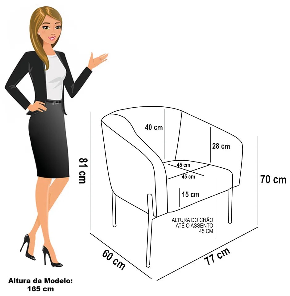 Poltrona Sala Decorativa Pé de Ferro Preto Stella Bouclê D03 - D'Rossi - Azul