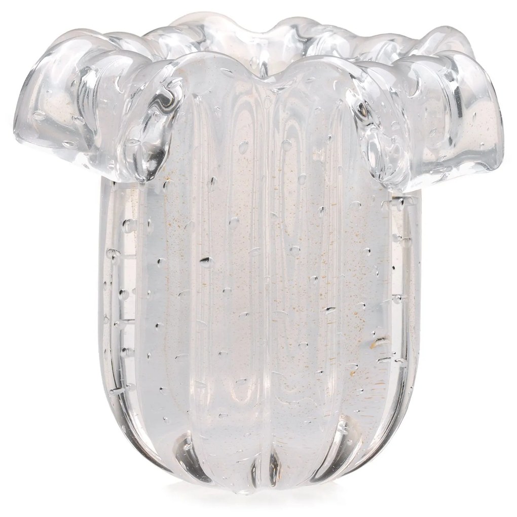 Vaso Murano Babado C/ Ouro - Off White  Pérola